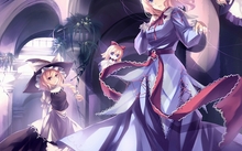 blondes witch touhou blue eyes houses braid hat long hair ribbons plants short hair yellow eyes kiri Wallpaper